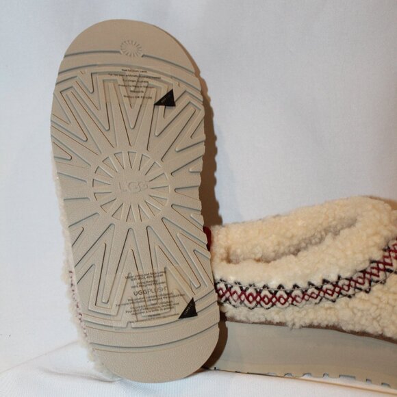 NEW UGG WOMEN'S TAZZ SHEARLING BRAID TASMAN‎ PLATFORM SLIPPERS NATURAL - Picture 6 of 6